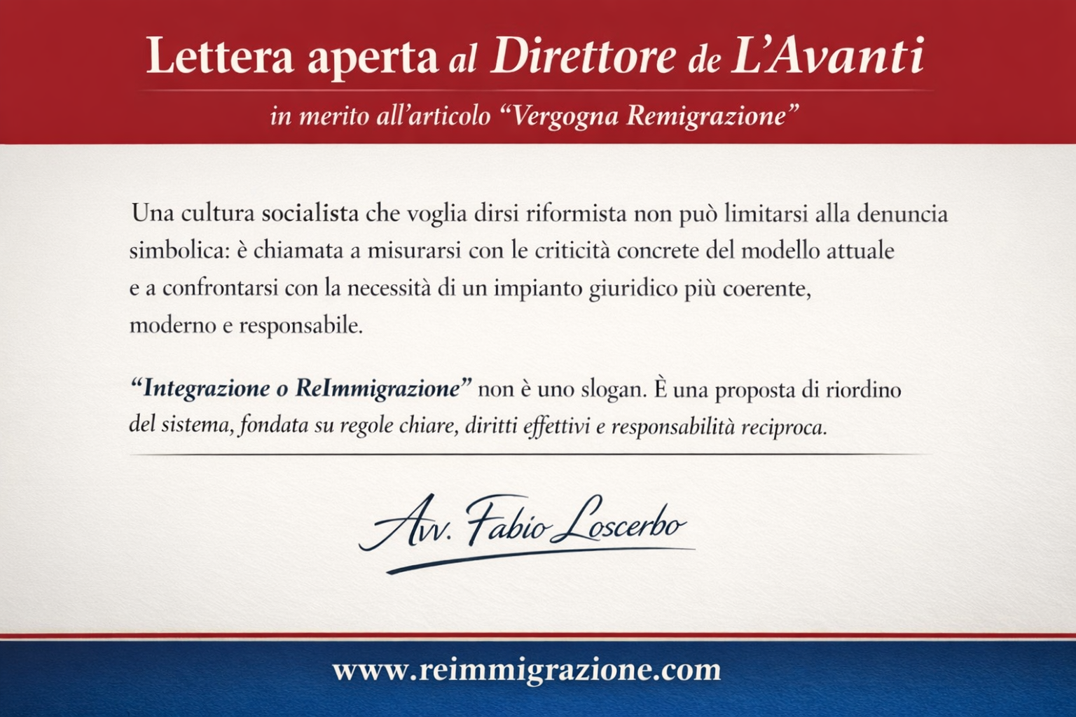 Lettera aperta al Direttore de L’Avanti