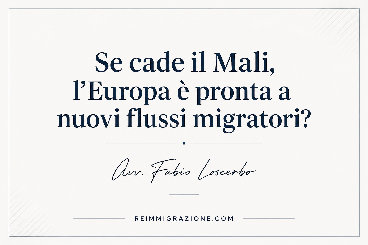 Se cade il Mali, l’Europa è pronta a nuovi flussi migratori?