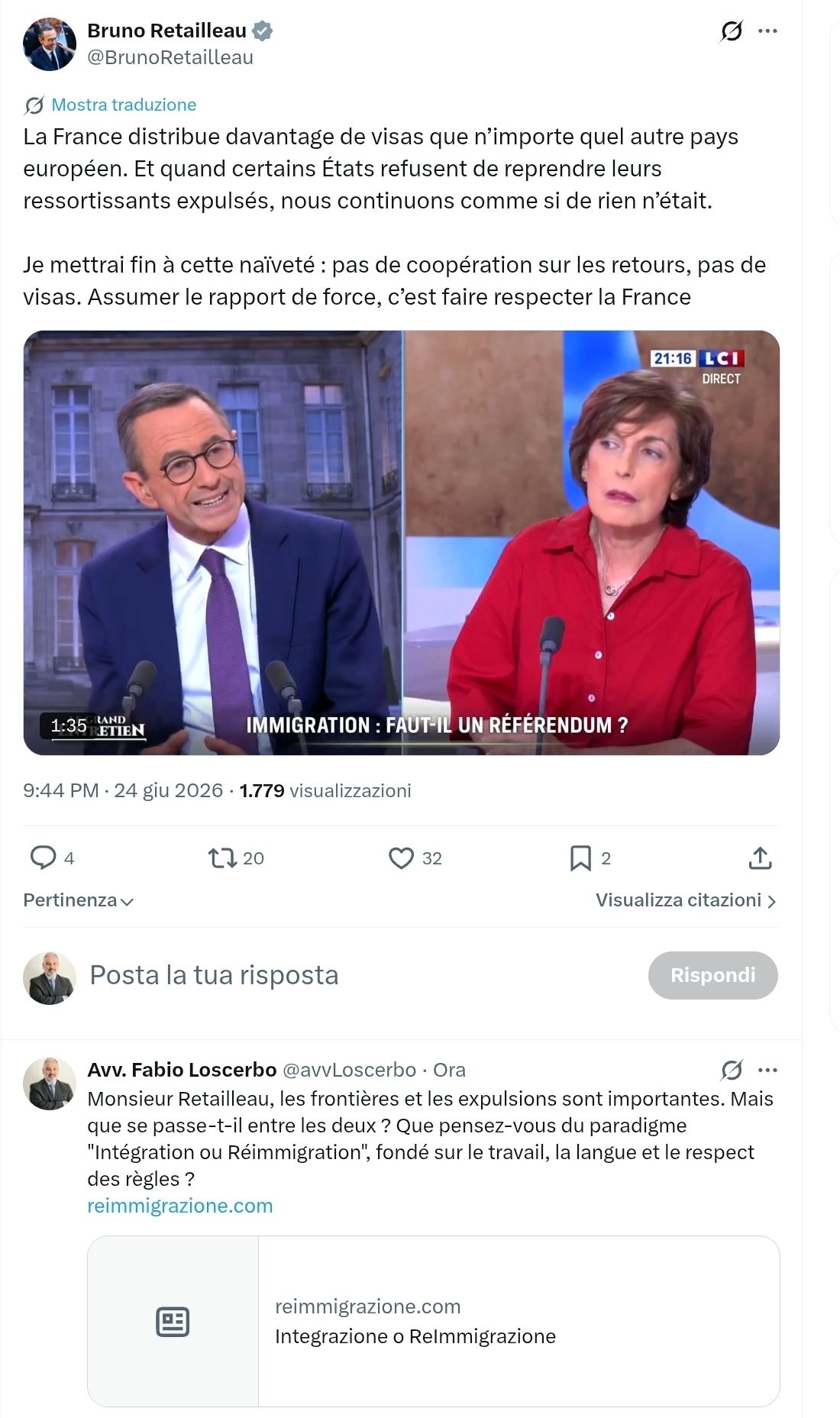 Bruno Retailleau e il limite del dibattito europeo sull'immigrazione